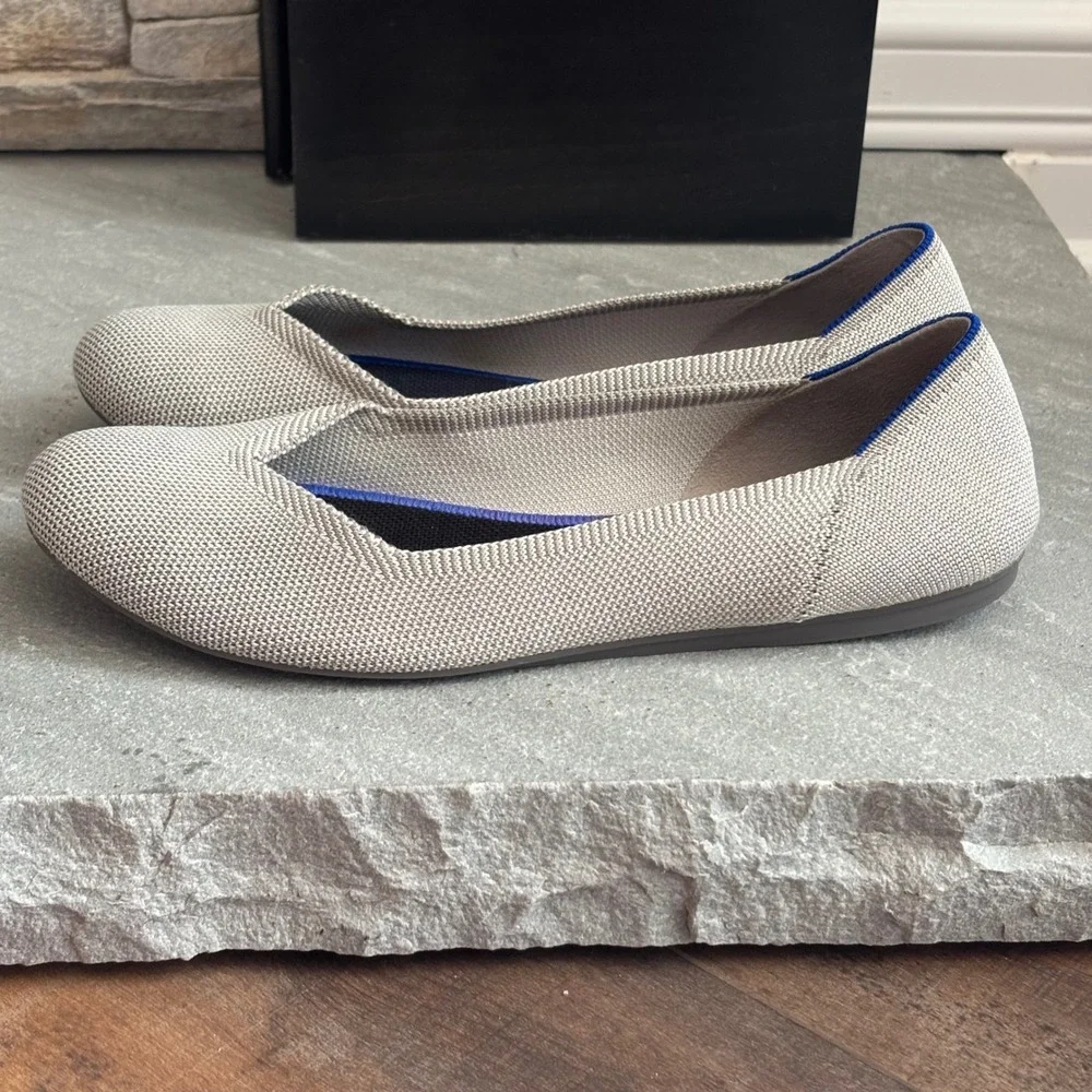 Rothy's The Flat Round Toe Slip-On Ballet Flats Flax Birdseye Womens 9.5